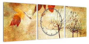 Obraz - Jesienny nastrój (z zegarem) (90x30 cm)