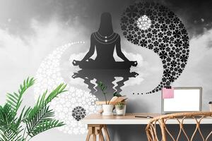 Samoprzylepna tapeta czarno-biała yin i yang joga