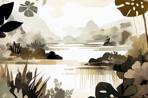 Obraz jezioro w dżungli