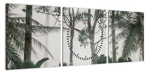 Obraz - dżungla w porannej mgle (z zegarem) (90x30 cm)