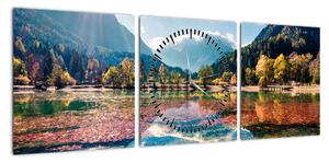 Obraz - Jezioro Jasna, Gozd Martuljek, Alpy Julijskie, Słowenia (z zegarem) (90x30 cm)