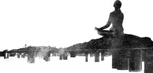 Tapeta medytacja kobiety w czerni i bieli