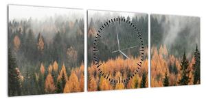 Obraz - Jesienny las (z zegarem) (90x30 cm)