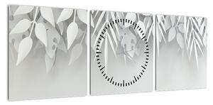 Obraz - Arkusze z plastiku (z zegarem) (90x30 cm)