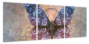 Obraz - Steampunk motyl (z zegarem) (90x30 cm)