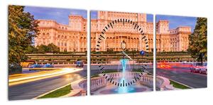 Obraz - Bukareszt, Rumunia (z zegarem) (90x30 cm)