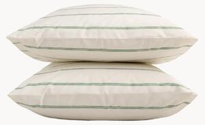 Komplet poszewek na poduszkę z perkalu bawełnianego Cream + Olive Green Stripes, 2 elem
