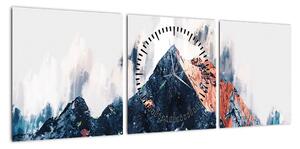 Obraz - Abstrakcyjna góra (z zegarem) (90x30 cm)