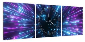 Obraz - Neonowa przestrzeń (z zegarem) (90x30 cm)