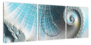 Obraz teksturowanej spirali (z zegarem) (90x30 cm)