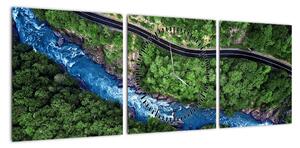 Obraz - Rzeka między górami, Kaukaz, Rosja (z zegarem) (90x30 cm)