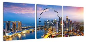 Obraz - Singapur, Azja (z zegarem) (90x30 cm)