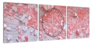 Obraz - Nadmorska atmosfera w różowych odcieniach (z zegarem) (90x30 cm)