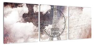 Obraz - Wieża Eiffla, Paryż, Francja (z zegarem) (90x30 cm)