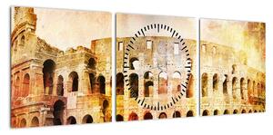Obraz - Malarstwo cyfrowe, Koloseum, Rzym, Włochy (z zegarem) (90x30 cm)