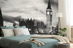 Fototapeta nocny czarno-biały Big Ben w Londynie