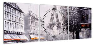Obraz - Obraz olejny, Paryż (z zegarem) (90x30 cm)