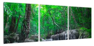 Obraz - Wodospad Erawan, Kanchanaburi, Tajlandia (z zegarem) (90x30 cm)