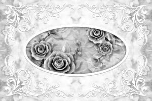 Samoprzylepna tapeta czarno-białe kamienne róże