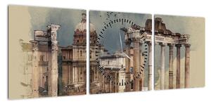 Obraz - Forum Romanum, Rzym, Włochy (z zegarem) (90x30 cm)