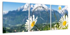 Obraz - Wiosna w Alpach (z zegarem) (90x30 cm)