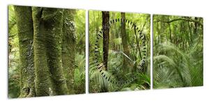 Obraz tropikalnego lasu deszczowego (z zegarem) (90x30 cm)