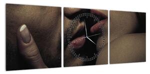 Obraz - Pocałunek (z zegarem) (90x30 cm)