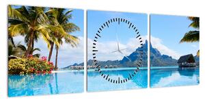 Obraz - Bora-Bora, Polinezja Francuska (z zegarem) (90x30 cm)