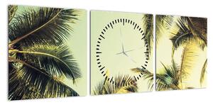 Obraz z palmami kokosowymi (z zegarem) (90x30 cm)