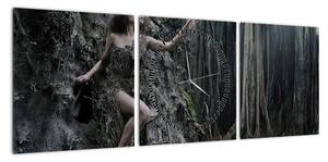 Obraz - Leśna wróżka (z zegarem) (90x30 cm)