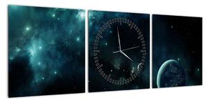 Obraz - Życie w kosmosie (z zegarem) (90x30 cm)
