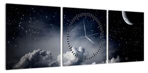 Obraz - Gwiaździste niebo (z zegarem) (90x30 cm)