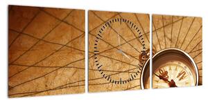 Obraz - Kompas (z zegarem) (90x30 cm)
