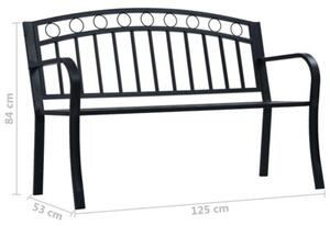 Ławka ogrodowa, 125 cm, czarna, stalowa