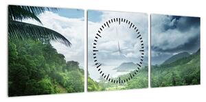 Obraz - Dżungla Seszeli (z zegarem) (90x30 cm)