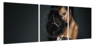 Obraz - Portret uwodzicielskiej kobiety (z zegarem) (90x30 cm)
