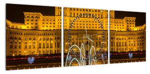 Obraz - Pałac Parlamentu, Bukareszt Rumunia (z zegarem) (90x30 cm)
