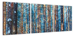 Obraz - Zimowy las (z zegarem) (90x30 cm)