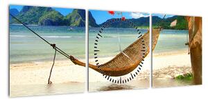 Obraz - Relaks na plaży (z zegarem) (90x30 cm)