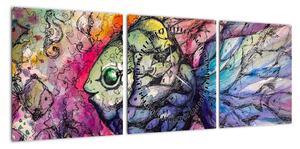 Obraz - Kolorowa rybka (z zegarem) (90x30 cm)