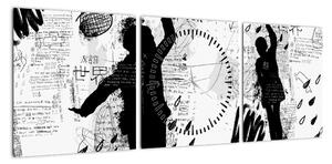 Obraz - Sztuka uliczna - zamieszanie (z zegarem) (90x30 cm)