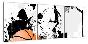 Obraz - Koszykarz (z zegarem) (90x30 cm)