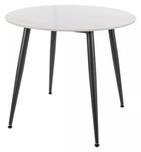 Okrągły stół jadalniany RION 90 cm z ceramicznym blatem, biały marmur