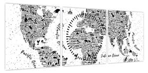 Obraz - Mapa piktogramów (z zegarem) (90x30 cm)