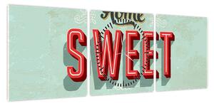 Obraz - Home sweet home (z zegarem) (90x30 cm)