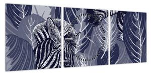 Obraz - Zebry wśród liści (z zegarem) (90x30 cm)