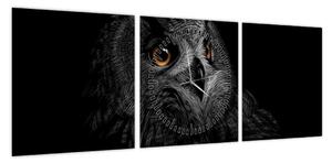 Obraz - Sowa, ilustracja (z zegarem) (90x30 cm)