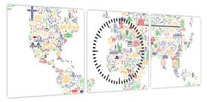 Obraz - Mapa obrazu (z zegarem) (90x30 cm)