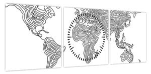 Obraz - Mapa w liniach (z zegarem) (90x30 cm)