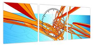 Obraz - Splecione linie, abstrakcja (z zegarem) (90x30 cm)
